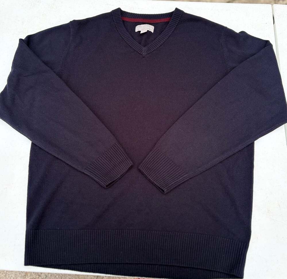 Falls Creek Navy Blue V-Neck Sweater Size L